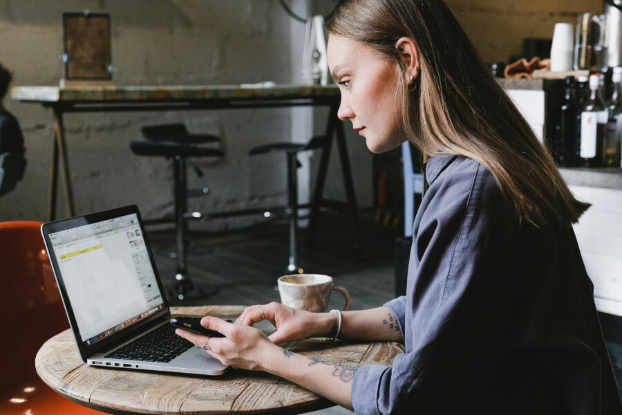 Smiling woman at desk